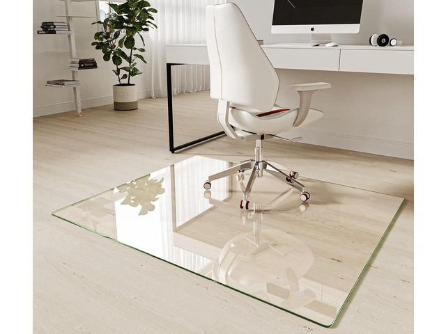 Koonmi Tempered Glass Chair Mat 40'x48' - Premium Office Chair Mat for Hardwood Floors & Low-Pile Carpet with 4 Non-Slip Pads - Thick...