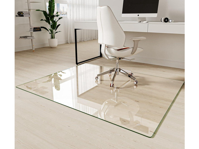 Koonmi Tempered Glass Chair Mat 60'x48' - Premium Office Chair Mat for Hardwood Floors & Low-Pile Carpet with 4 Non-Slip Pads - Thick...