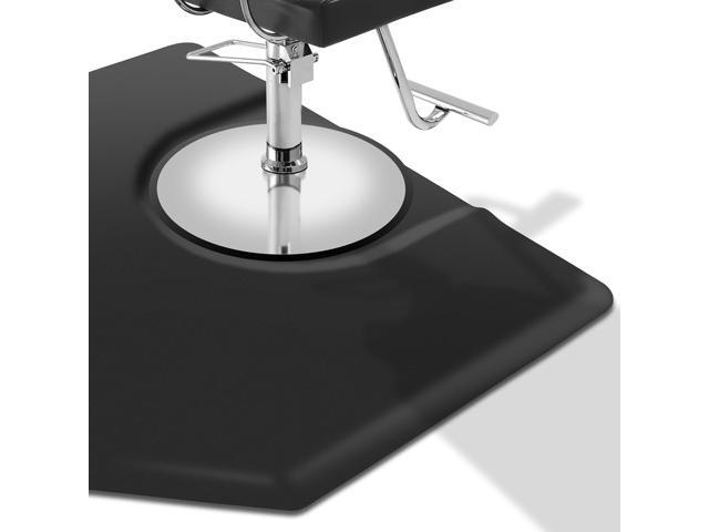 Saloniture 5 ft. x 4 ft. Salon & Barber Shop Chair Anti-Fatigue Mat - Black Hexagon - 1 in. Thick