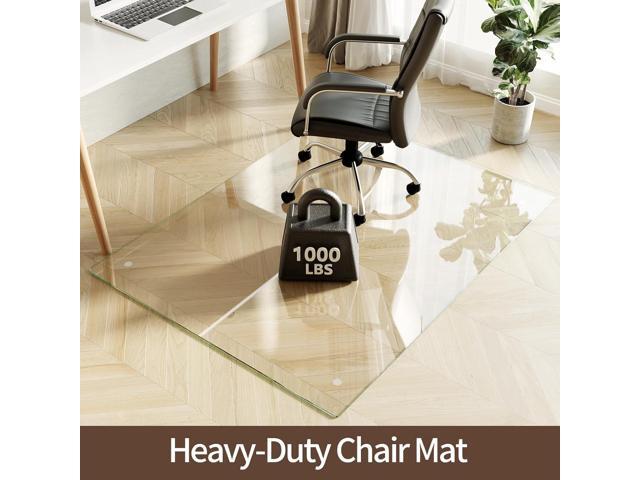 Koonmi Tempered Glass Chair Mat 60'x46' - Premium Office Chair Mat for Hardwood Floors & Low-Pile Carpet with 4 Non-Slip Pads - Thick...