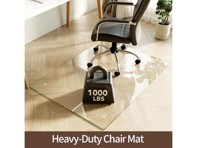 Koonmi Tempered Glass Chair Mat 36'x48' - Premium Office Chair Mat for Hardwood Floors & Low-Pile Carpet with 4 Non-Slip Pads - Thick...