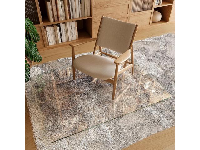 Koonmi Tempered Glass Chair Mat 36'x48' - Premium Office Chair Mat for Hardwood Floors & Low-Pile Carpet with 4 Non-Slip Pads - Thick...