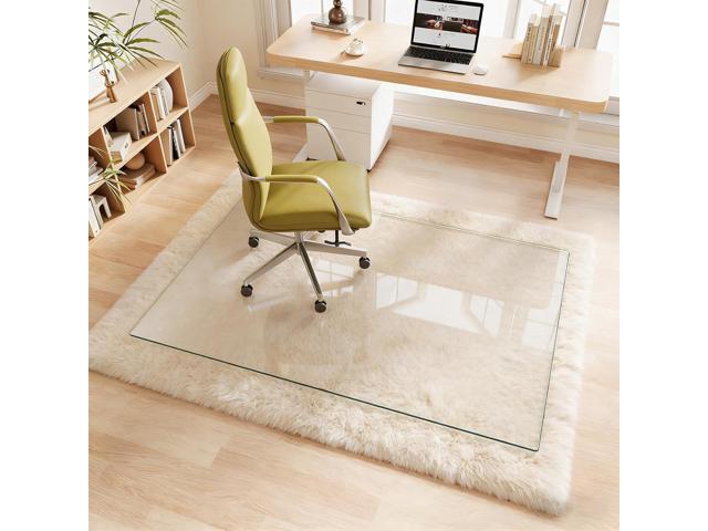 Tempered Glass Chair Mat, 40'x60' Office Chair Mat for Hardwood Floor, Clear Computer Chair Mat, 4 NonSlip Pads, Smooth Glide & Easy Clean, Carpet...
