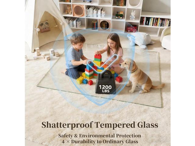 Glass Chair Mat, 46'x60' Office Chair Mat for Hardwood Floor, Clear Carpet Protector Mat for Office Chair, 4 NonSlip Pads, Noise-Free Gliding...