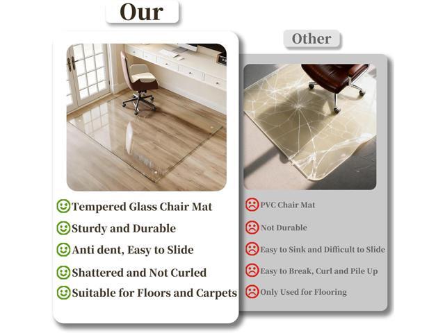 Glass Chair Mat, 46'x60' Office Chair Mat for Hardwood Floor, Clear Carpet Protector Mat for Office Chair, 4 NonSlip Pads, Noise-Free Gliding...