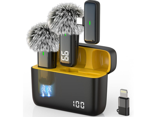 Wireless Microphone for iPhone Android Lav Mic USB C Lavalier Microphone Type C Lapel Mic for iPhone 15/16 iPad Video Recording Vlog TikTok - 24H...