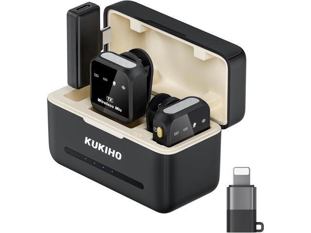 Wireless Lavalier Microphone for iPhone iPad Android With Charging Case 80h Battery Life, Noise Cancellation, 164ft Range Plug-Play Clip On Lapel...