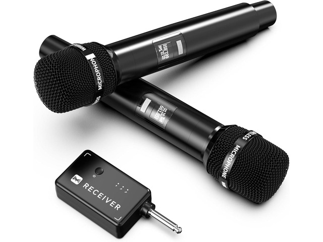 Wireless Microphones, Wireless Microphone with One-to-One Chip Connection, Less latency, 200FT Range, 40H Rechargeable Battery,Plug and Play,...
