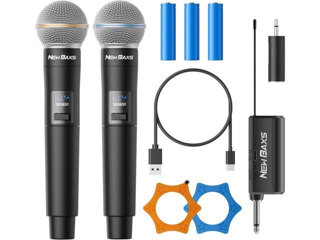 Wireless Microphone, Rechargeable Dual Cordless Handheld Dynamic Wireless Mics,NEWBAXS Karaoke Microphones with 1/4'' Output for Karaoke, Meeting,...