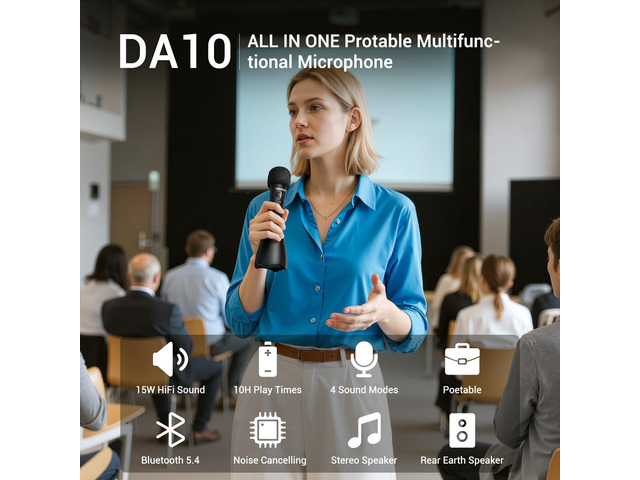 TAKSTAR Bluetooth Microphone & Voice Amplifier, 15W Wireless Handheld Mic with Speaker LED Display, 4 Modes, Noise Canceling, Portable PA System...