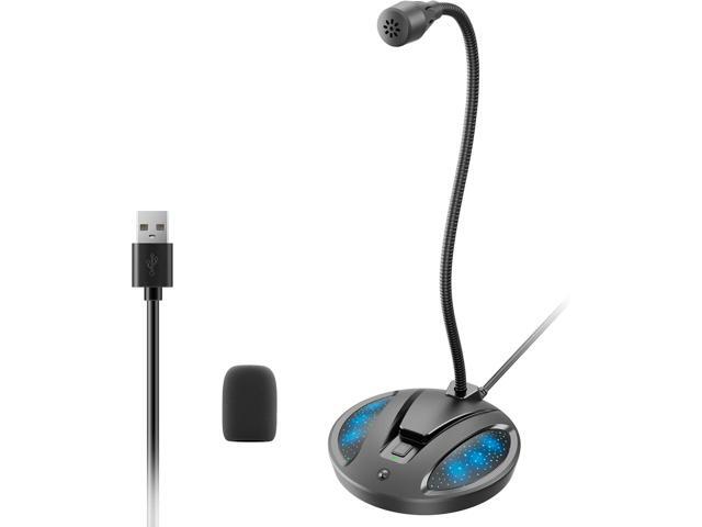 Plug & Play USB Computer Microphone, Flexible Gooseneck Desk Microphone for Podcasting, Streaming, Conference, Noise Canceling Microphone with Mute...