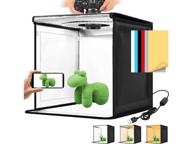 Photo Light Box, 12/16/20/24/32 Inch Photography Light Box with CRI>95 120 Light Beads. Dimmable Shooting Tent Kit with White and Warm Light. 6...