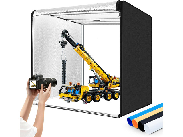Photo Studio Light Box, 32'x32' Professional Dimmable Shooting Tent Kit with 210 LEDs Lights & 4 Color Backgrounds for Product Photography