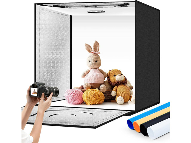 Light Box Photography 20'x20' with 80LED Lights and 4 Color Backdrops Photo Box with Lights, Foldable Light Box with Adjustable Brightness,...