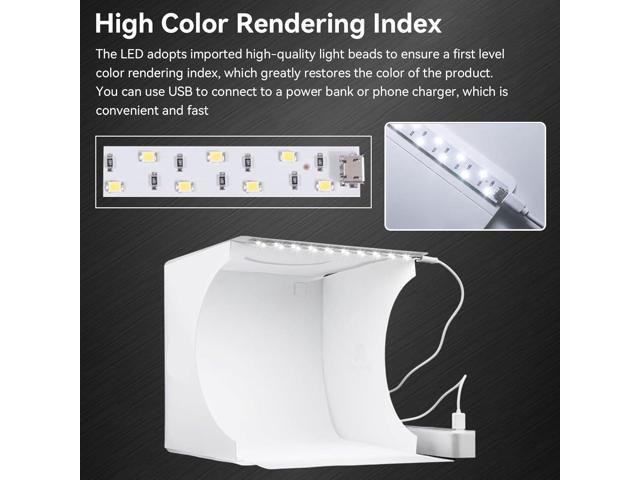 Mini Camera Light Box, Small White Photo Studio Light Box Portable Folding LED Photography Light Tent Kit