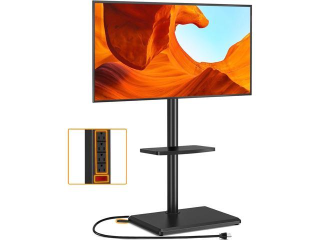 TVON Floor TV Stand with Power Outlet, TV Mount Stand for 32-60 inch TVs up to 88 lbs, Swivel TV Stand Mount with Height Adjustment and Safety Wood...