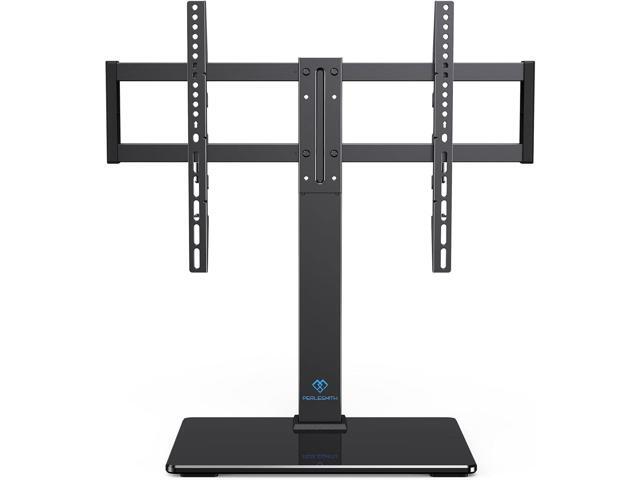 PERLESMITH Universal Swivel TV Stand for 37-77 inch TVs, Table Top TV Stand Base up to 99 lbs, 4 Height Adjustable Universal TV Legs with Tempered.