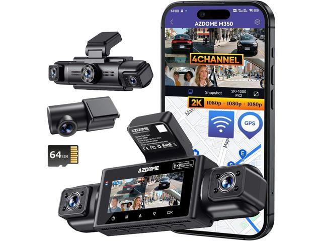 AZDOME 4 Channel Dash Cam 360°View,2K Dash Camera for Cars,Front and Rear Left Right Wireless Car Camera,Find My & APP Control,Built-in GPS 5.8G...