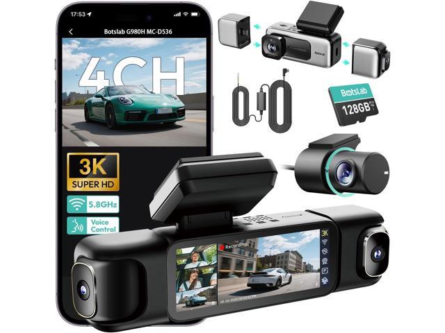 BOTSLAB 3K 4 Channel Dash Cam, 24/7 Parking Mode with Hardwire Kit, 560° View, Front and Rear Inside Car Camera with 3.18Touch Screen, Night Vision...