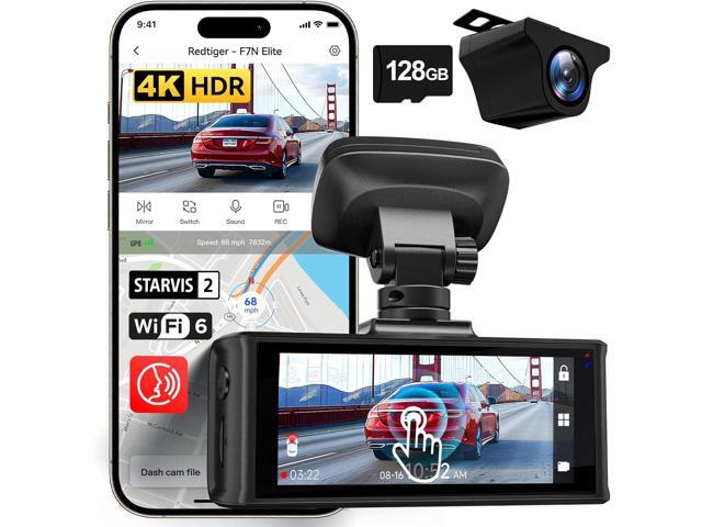 REDTIGER 4K HDR Dash Cam Front and Rear, STARVIS 2 Sensor, 5.8GHz WiFi APP, 3.18' Touchscreen, Voice Control, 128G Card Included, WDR, Dash Camera...