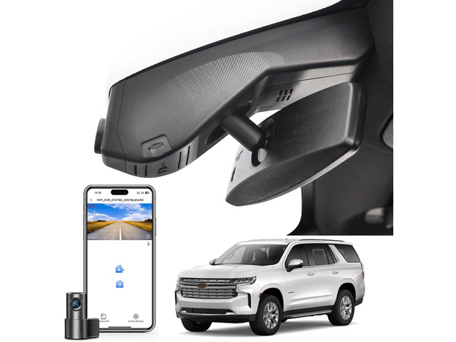 Front 4K & Rear 1080P Dash Cam Custom fit for 12th Gen Suburban / 5th Gen Tahoe 2021-2022, Integrated OEM Look, UHD 2160P Video, WiFi & App,...