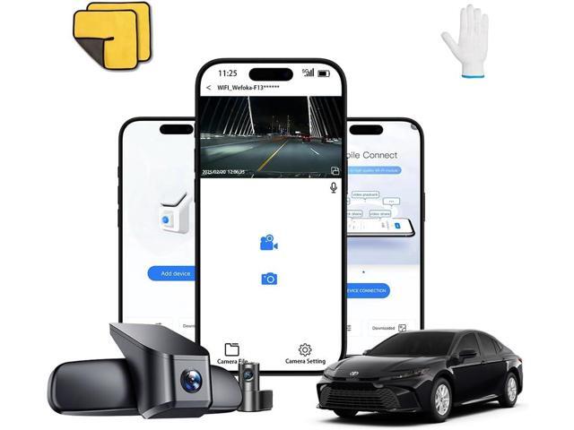 Front 4K+Rear 1080P Dash Cam for 2025 2026 Toyota Camry Hybrid LE SE XLE XSE (HD2-06090), Integrated OEM Look, WiFi & APP, Dual HD Video, Loop...