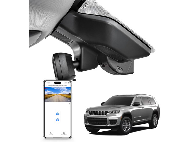 4K Dash Cam Custom for Gen5 Grand Cherokee 2022 2023 2024 2025,Grand Cherokee L 2021-2025 (Model D), Laredo Limited Overland Summit Trailhawk, UHD...