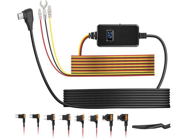 Dash Cam Hardwire Kit with Voltage Indicator for Dash Cam Front and Rear, USB C Power Port, 24H Parking Monitoring with Low Voltage Protection,...