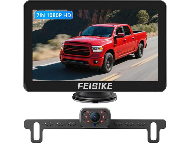 Backup Camera with IR Night Vision, 7 Inch 1080P HD Rear View Camera, Plug-Play, DIY Guide Lines, 150Â° Wide Angle, Back up Camera Systems for Truck...
