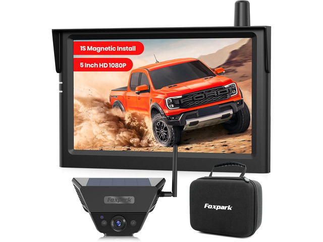 Wireless Backup Camera Solar Magnetic: 5 Inch Anti-Glare HD 1080P Screen, 1Min Quick Magnetic Install, Strong Signal, IP69K Waterproof Back up...