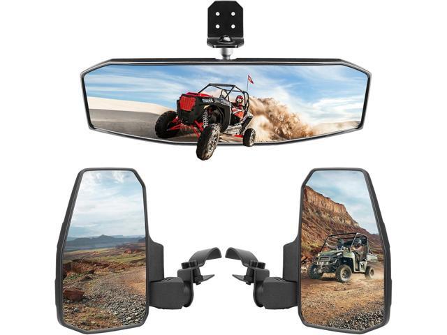 UTV Side Mirrors + Center Rearview Mirror Kit,Compatible with Polaris Ranger 1000 900 570(The Center Mirror is Only Suitable for Models with...