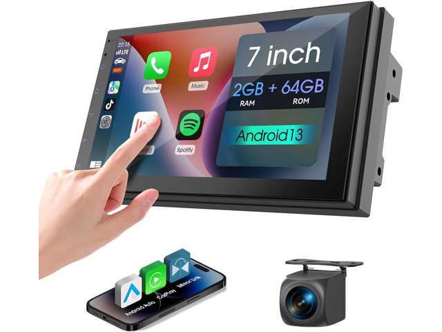 7' Car Stereo Double Din Wireless Apple Carplay Radio Screen for Car Audio Receivers, Bluetooth 5.0 Car Play Android Auto Touchscreen, Channel RCA,...