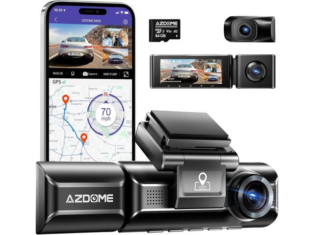 AZDOME M550 3CH Dash Cam 4K - 3.19' Screen IR Night Vision - 24H Parking Mode - 3-Channel Dash Cam - Interior IR Camera - Built-in GPS & WiFi -...
