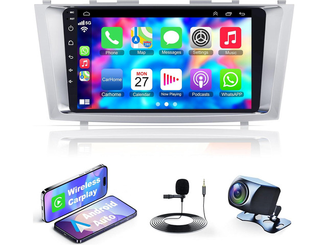 4GB+64GB Car Radio for Toyta Cary 2006-2011,9 Inch IPS Touchscreen Car Stereo with Wireless Carplay,Android Auto,GPS,Bluetooth,FM, Android 12 Camry...