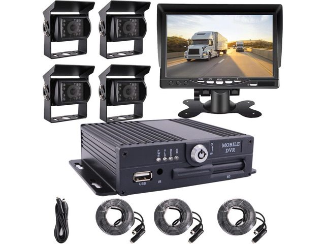JOINLGO 4 Channel 256GB 1080P AHD HD Mobile Vehicle Car DVR Black Box Video Recorder Kit with 4pcs Waterproof Side Rear View Backup Night Vision...