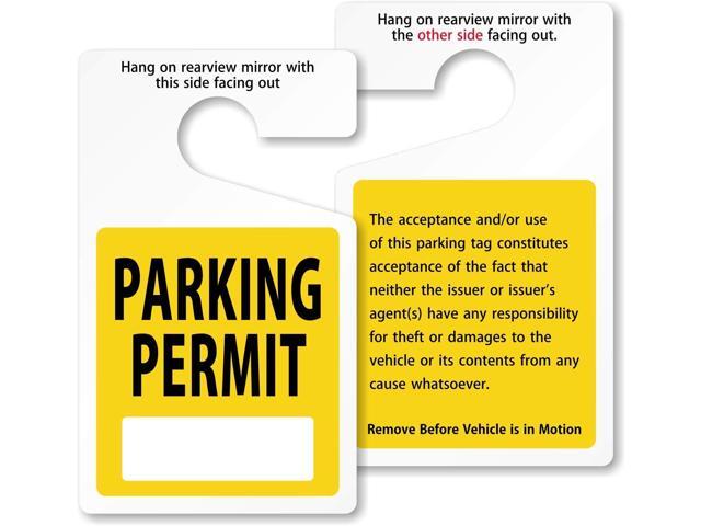 (Pack of 50) 5 x 3 inch Standard Parking Permit Write-on Rearview Mirror Hang Tags, 35 mil Plastic, Yellow and White, Made in USA