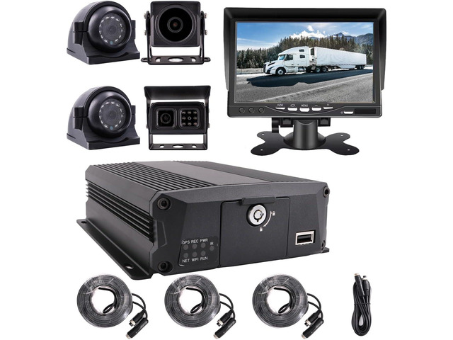 JOINLGO 4-CH 1080P Mobile Vehicle Bus CCTV DVR Video Recorder Kit with Night Vision Waterproof Side Front Rear View Car Camera 7 inches IPS Monitor...