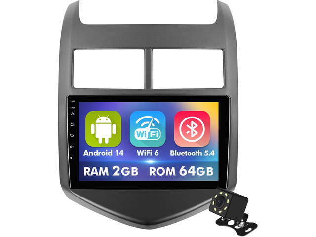 9 Inch IPS Touchscreen Android 14 Car Stereo for Chevrolet Sonic Aveo 2011-2015 with Wireless CarPlay & Android Auto 2+64GB Car Radio, Support WiFi...