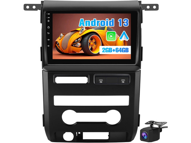 Car Radio Stereo Upgrade for Ford F150 2009-2012 Manual AC(Low-end Model), Android Head Unit with 9 Inch Touch Screen/Backup Camera/Wireless...