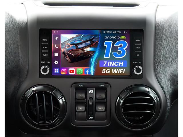 [4+64G] Car Radio Stereo for Wrangler 2007-2017: Upgrade HD Touchscreen CarPlay Android Auto Bluetooth5.4/FM/32EQ/Mic/GPS/Backup...
