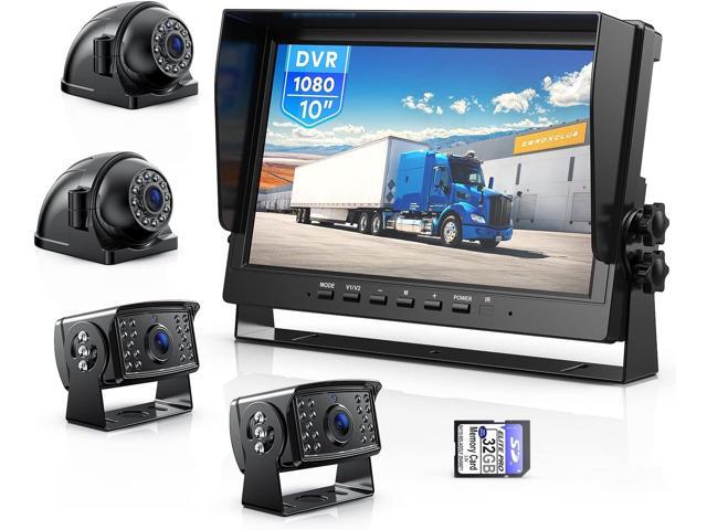 10 Inch HD Wired Backup Camera System Kit with Monitor, Loop Recording, 2-Rear Camera+2-Side Camera, IR Night Vision Waterproof Camera with Parking...