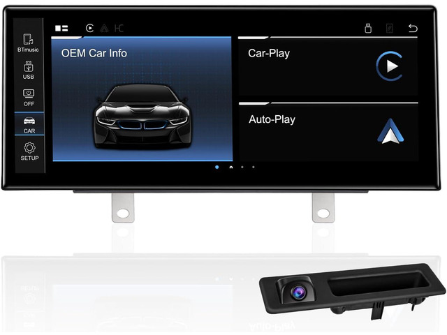 PEMP Ultra-Thin 12.3' for BMW 3 Series F30 NBT CIC Wireless and Wired CarPlay Android Auto Screen Calls Using The OEM Bluetooth with a 720P AHD...