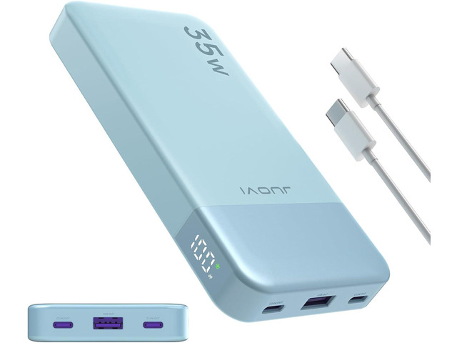 JUOVI Power Bank 10000mAh, 35W Portable Charger,Fast Charging Portable Battery Pack with PD 3.0 & QC 4.0, USB C Portable Power Bank for iPhone 15...