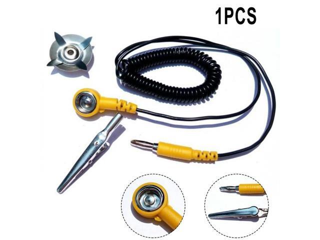 1Pcs Anti-Static Ground Wire ESD Grounding Cable Coiled Cord Clip Protects Electronic Equipment PU Wire Replacement