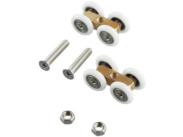 2Pcs Shower Room Copper Four-wheel Hanging Pulley Roller For Bathroom Glass Slide Door Waterproof Bearing Crane Toilet Door