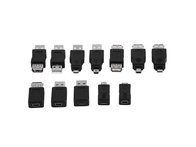 Universal 12 Pcs USB2.0 Adapters Kit Micro Mini Male Female Converters for Phone Tablet PC Laptop Data Sync Charging Plug Play