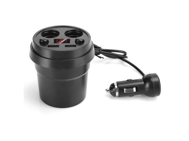 Cup Dual USB Car Charger with Wire Multifunction Fast Charging Cigarette Lighter USB Car Charger for Phone Tablet PC Car Travel