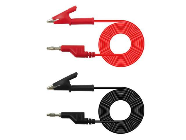 2Pcs Multimeter Test Lead- Kit 4MM Banana-Plug To Alligator-Clip Test Lead- 1m Cable Multimeter Accessories Red Black