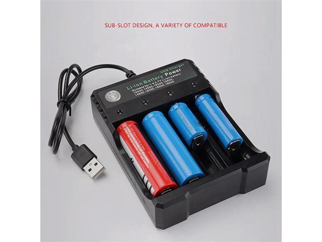 2X Lithium Charger 4 Slot 3.7V USB Charging Stand 14500 Bright Flashlight Charger