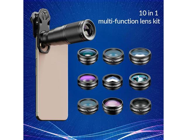 10 In 1 Mobile Phone Lens Kit 22X Telephoto Lens Fisheye Lens+Wide Angle Macro Lens+CPL Filters For All phones